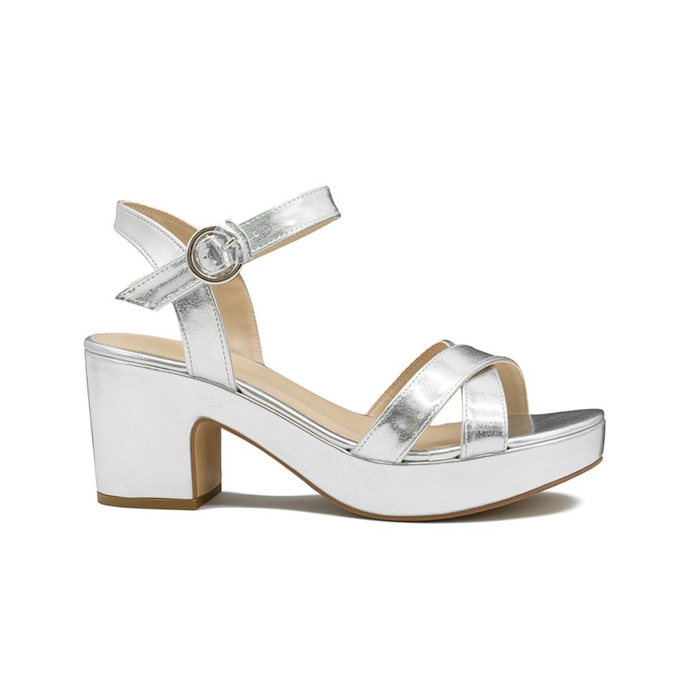 Foto 2 | Sandalia Formal Con Tacon Y Correa Color Plateado 22-26 Plateado