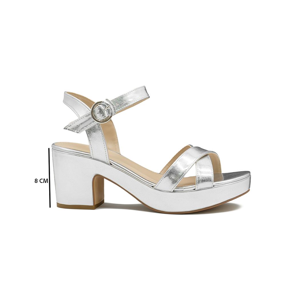 Foto 5 pulgar | Sandalia Formal Con Tacon Y Correa Color Plateado 22-26 Plateado