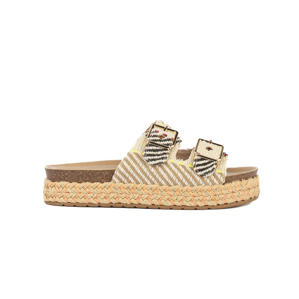 Sandalia Plataforma Hebilla Doble Para Mujer Walki Thaina Blanco