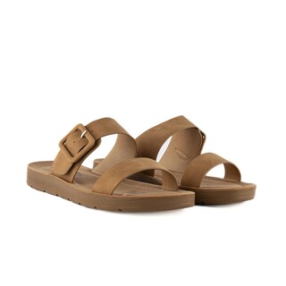 Foto 2 | Sandalia Casual Plana Flat Doble Hebilla Para Mujer Walki Kim Cafe