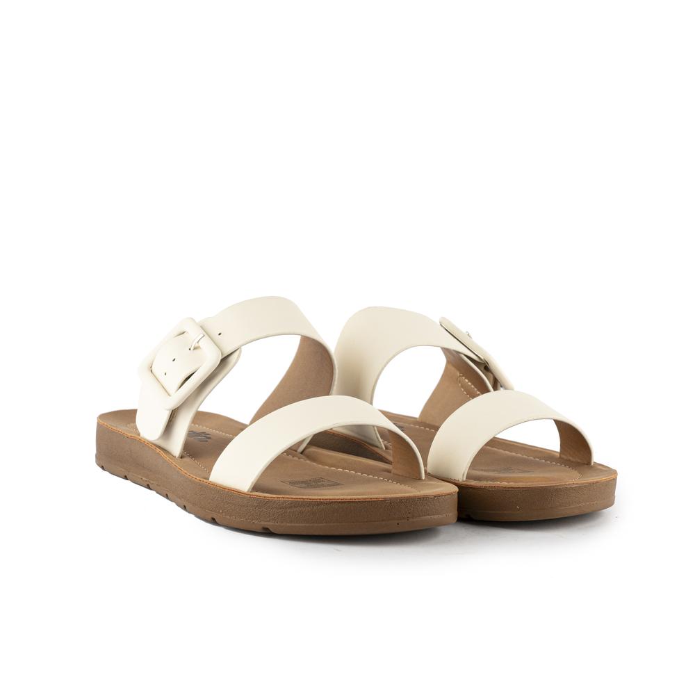 Foto 3 pulgar | Sandalia Casual Plana Flat Doble Hebilla Para Mujer Walki Kim Blanco