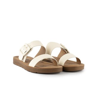 Foto 2 | Sandalia Casual Plana Flat Doble Hebilla Para Mujer Walki Kim Blanco