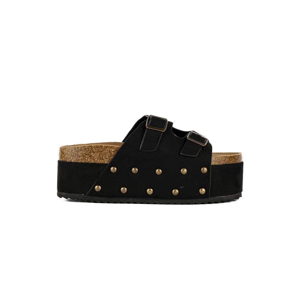 Sandalia Plataforma Hebilla Doble Para Mujer Walki Anastasia Negro