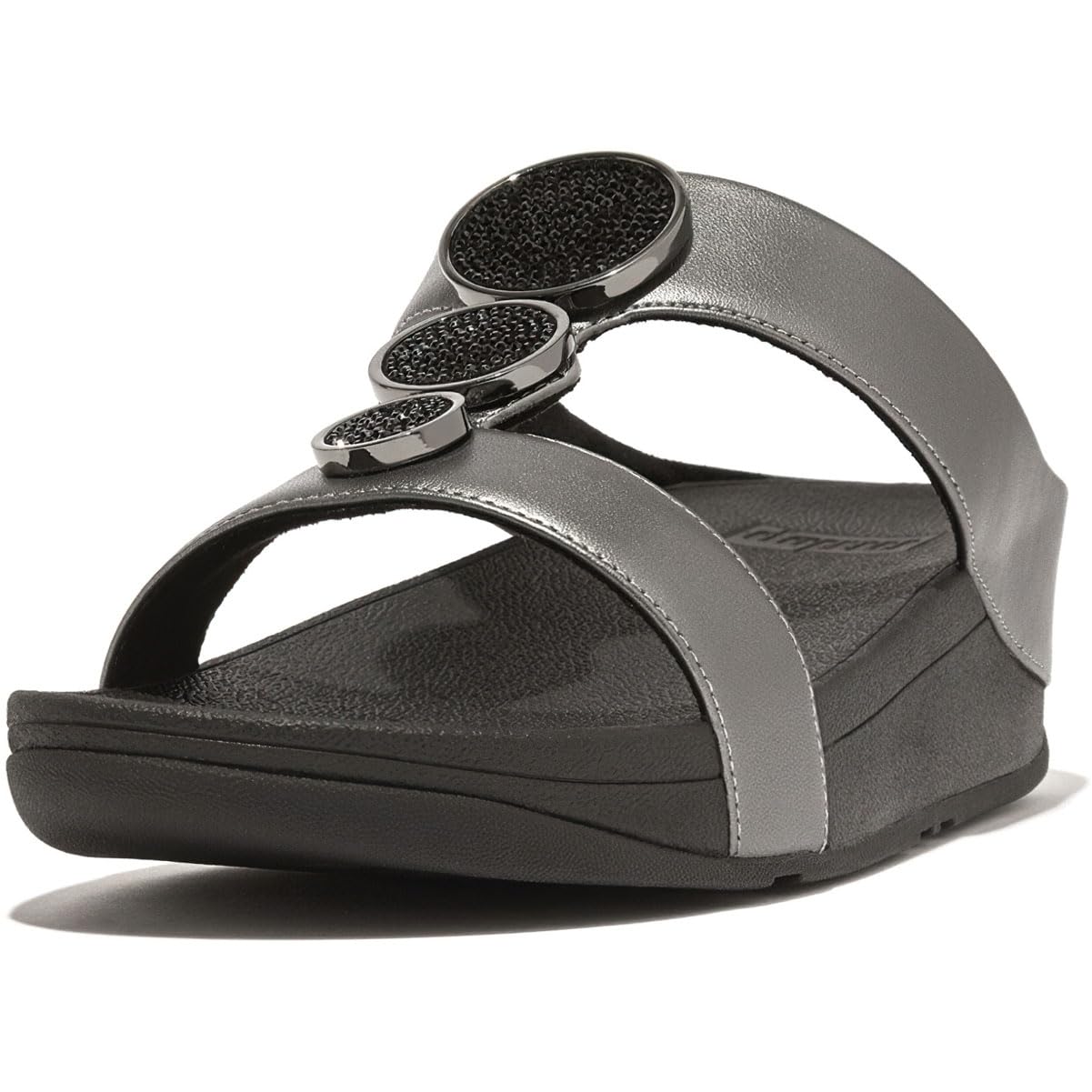 Foto 3 pulgar | Sandalia De Cuña Fitflop Halo Con Cuentas Y Círculo Metálico Con Barra En H Para Mujer - Venta Internacional.