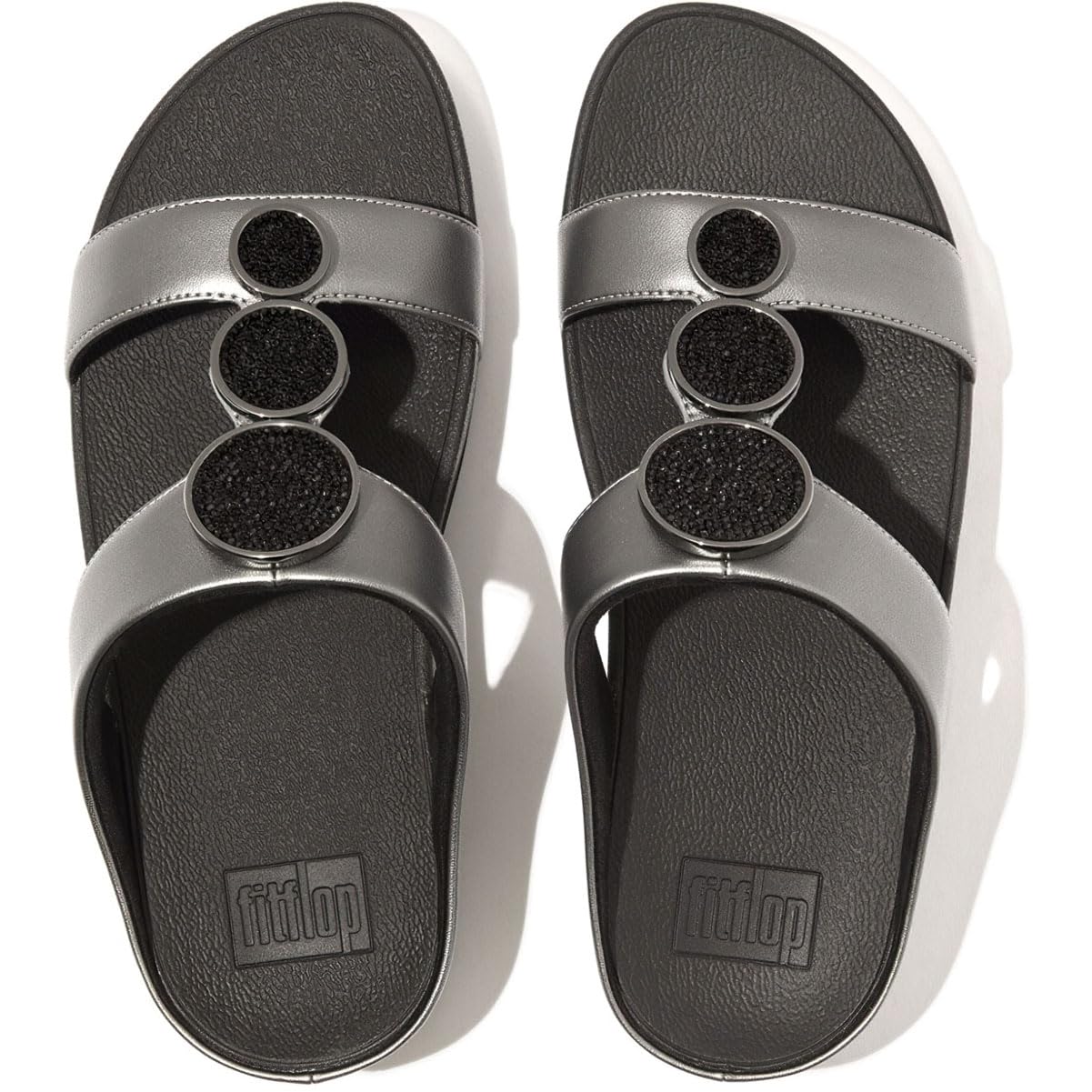 Foto 6 pulgar | Sandalia De Cuña Fitflop Halo Con Cuentas Y Círculo Metálico Con Barra En H Para Mujer - Venta Internacional.