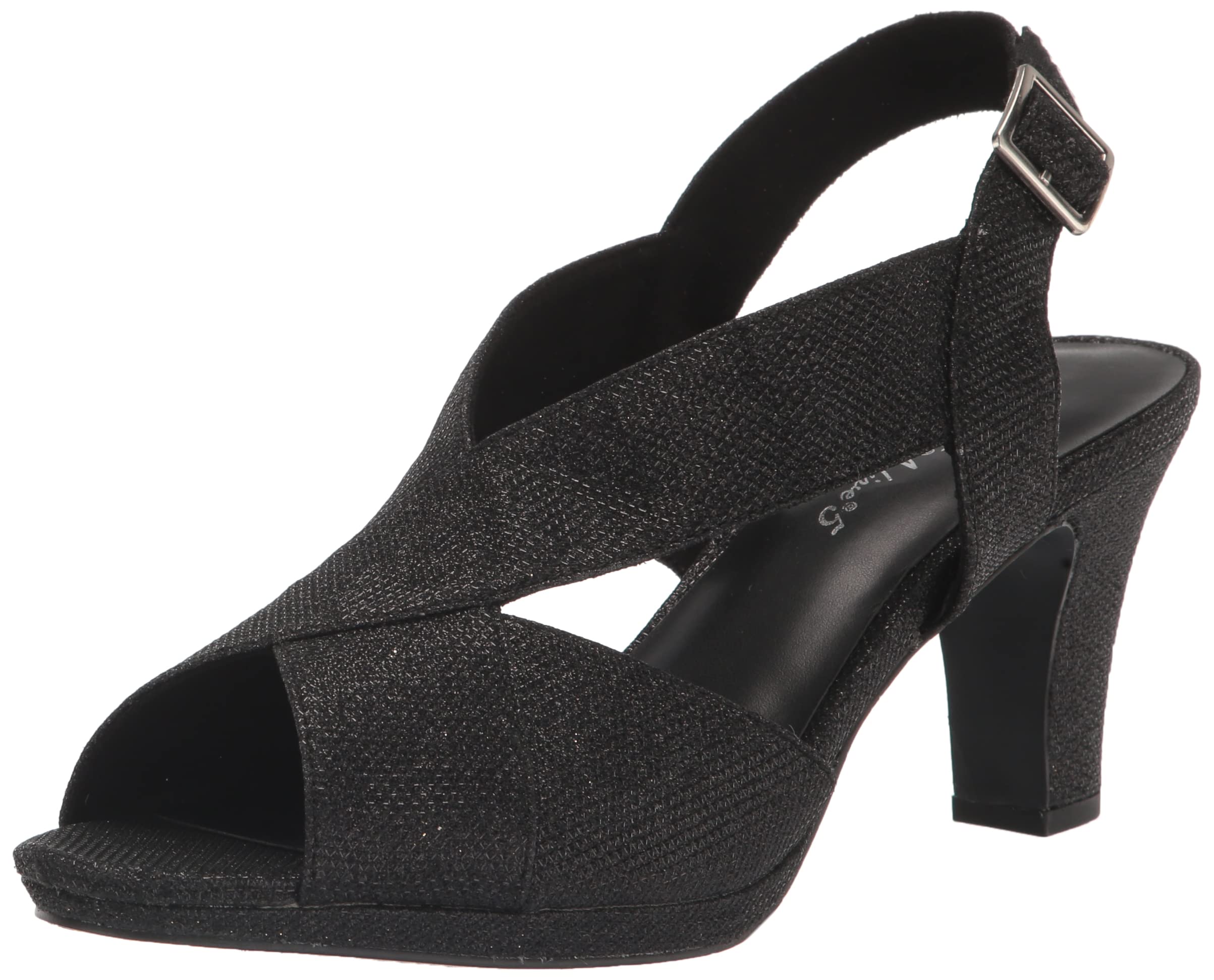 Foto 2 pulgar | Sandalia Con Tacón Easy Street Christy Para Mujer, Color Negro Con Purpurina - Venta Internacional.
