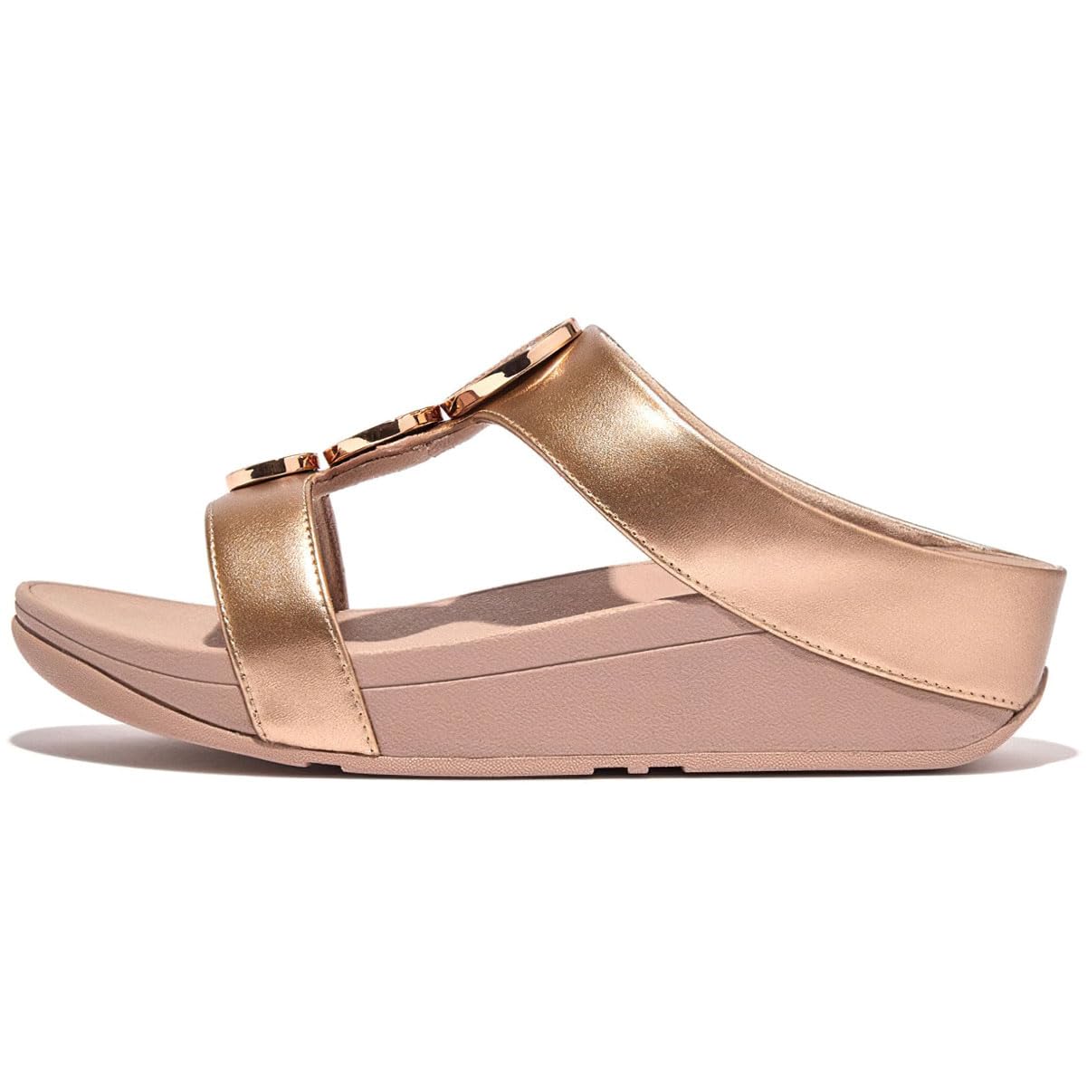 Sandalia De Cuña Fitflop Con Forma De Halo Con Cuentas Y Círculos Metálicos Con Barra En H Para Mujer - Venta Int