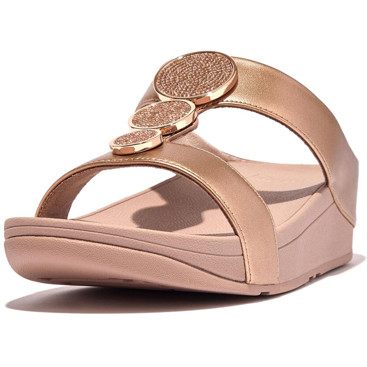 Foto 3 pulgar | Sandalia De Cuña Fitflop Con Forma De Halo Con Cuentas Y Círculos Metálicos Con Barra En H Para Mujer - Venta Int
