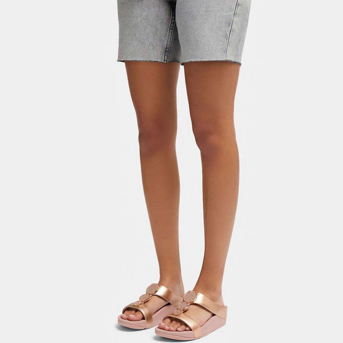 Foto 5 pulgar | Sandalia De Cuña Fitflop Con Forma De Halo Con Cuentas Y Círculos Metálicos Con Barra En H Para Mujer - Venta Int