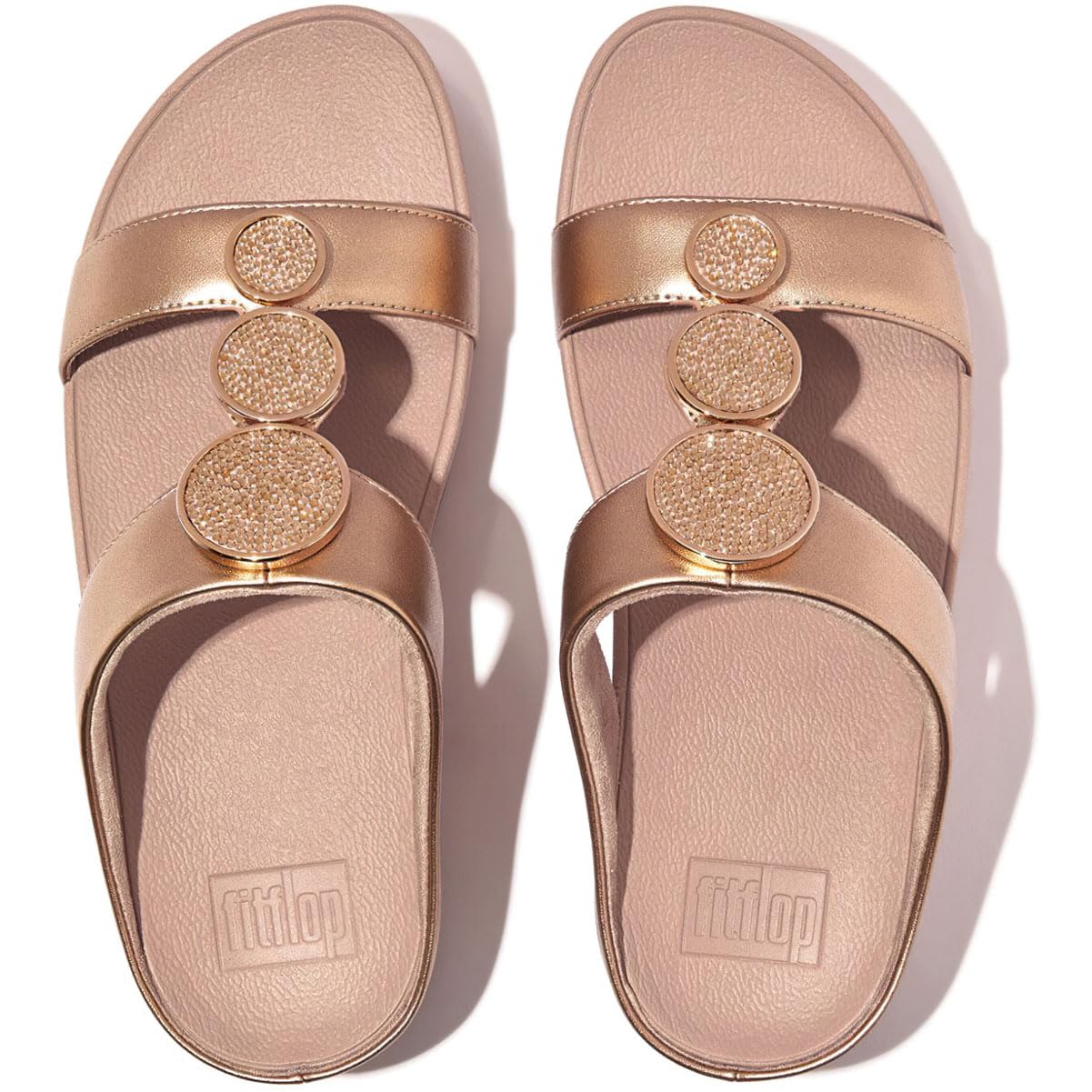 Foto 6 pulgar | Sandalia De Cuña Fitflop Con Forma De Halo Con Cuentas Y Círculos Metálicos Con Barra En H Para Mujer - Venta Int