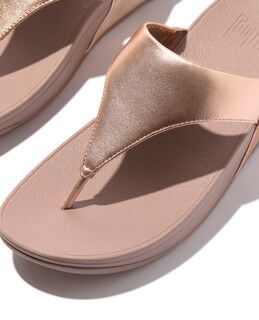Foto 2 | Flip Flop Fitflop Lulu De Piel Para Mujer En Oro Rosa - Venta Internacional.