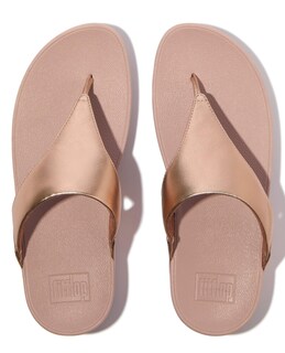 Foto 3 | Flip Flop Fitflop Lulu De Piel Para Mujer En Oro Rosa - Venta Internacional.