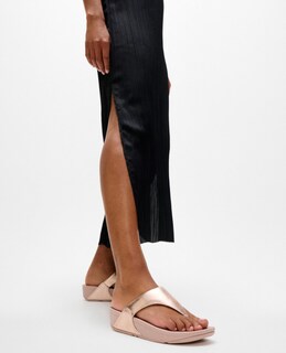Foto 5 | Flip Flop Fitflop Lulu De Piel Para Mujer En Oro Rosa - Venta Internacional.