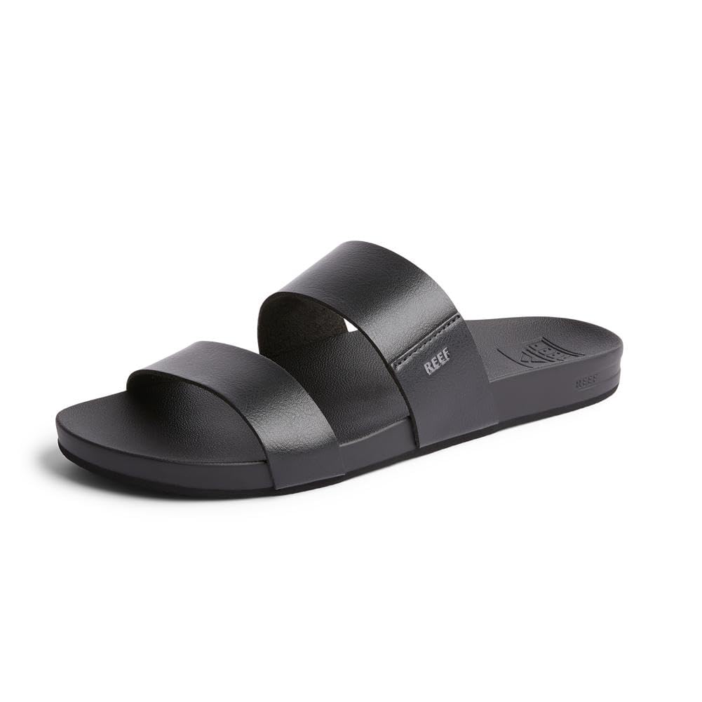 Sandalia Slide Reef Cushion Vista De Piel Vegana Negra Para Mujer - Venta Internacional.