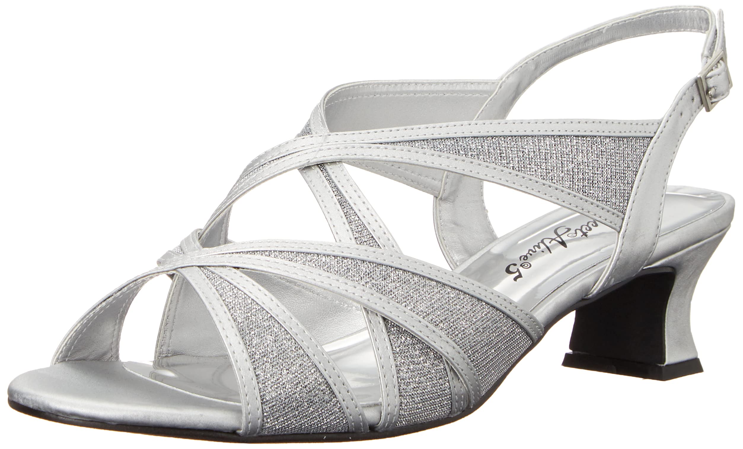 Sandalia Easy Street Tristen Para Mujer, Tacón Plateado Con Purpurina, 4 Cm - Venta Internacional.