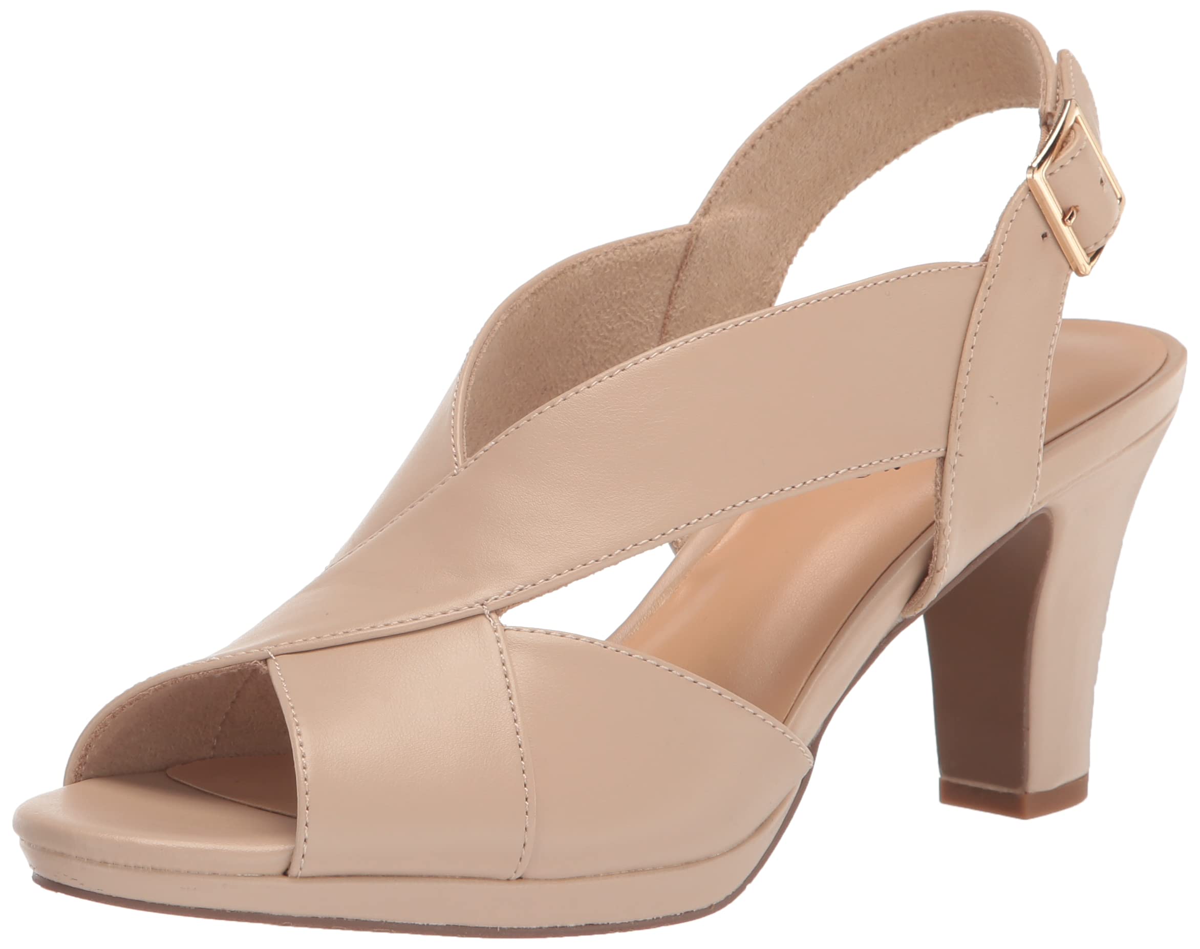 Sandalia Con Tacón Easy Street Christy Para Mujer Desnuda, Talla 10 - Venta Internacional.