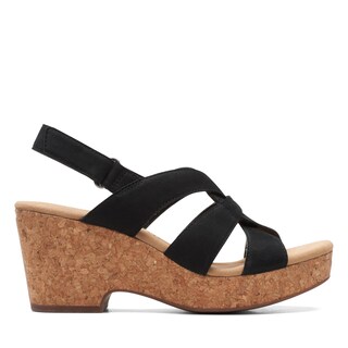 Foto 2 | Sandalias Con Cuña Clarks Giselle Beach Para Mujer, Color Nobuck, Color Negro, Talla 9 - Venta Internacional.
