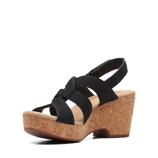 Foto 5 | Sandalias Con Cuña Clarks Giselle Beach Para Mujer, Color Nobuck, Color Negro, Talla 9 - Venta Internacional.