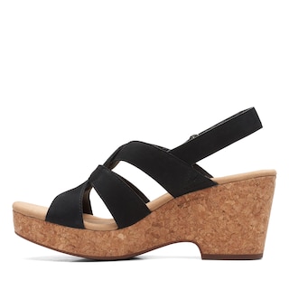 Foto 6 | Sandalias Con Cuña Clarks Giselle Beach Para Mujer, Color Nobuck, Color Negro, Talla 9 - Venta Internacional.