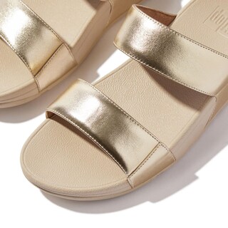 Foto 3 | Sandalias Fitflop Lulu De Piel Con Cuña Para Mujer Platino, Talla 6 - Venta Internacional.