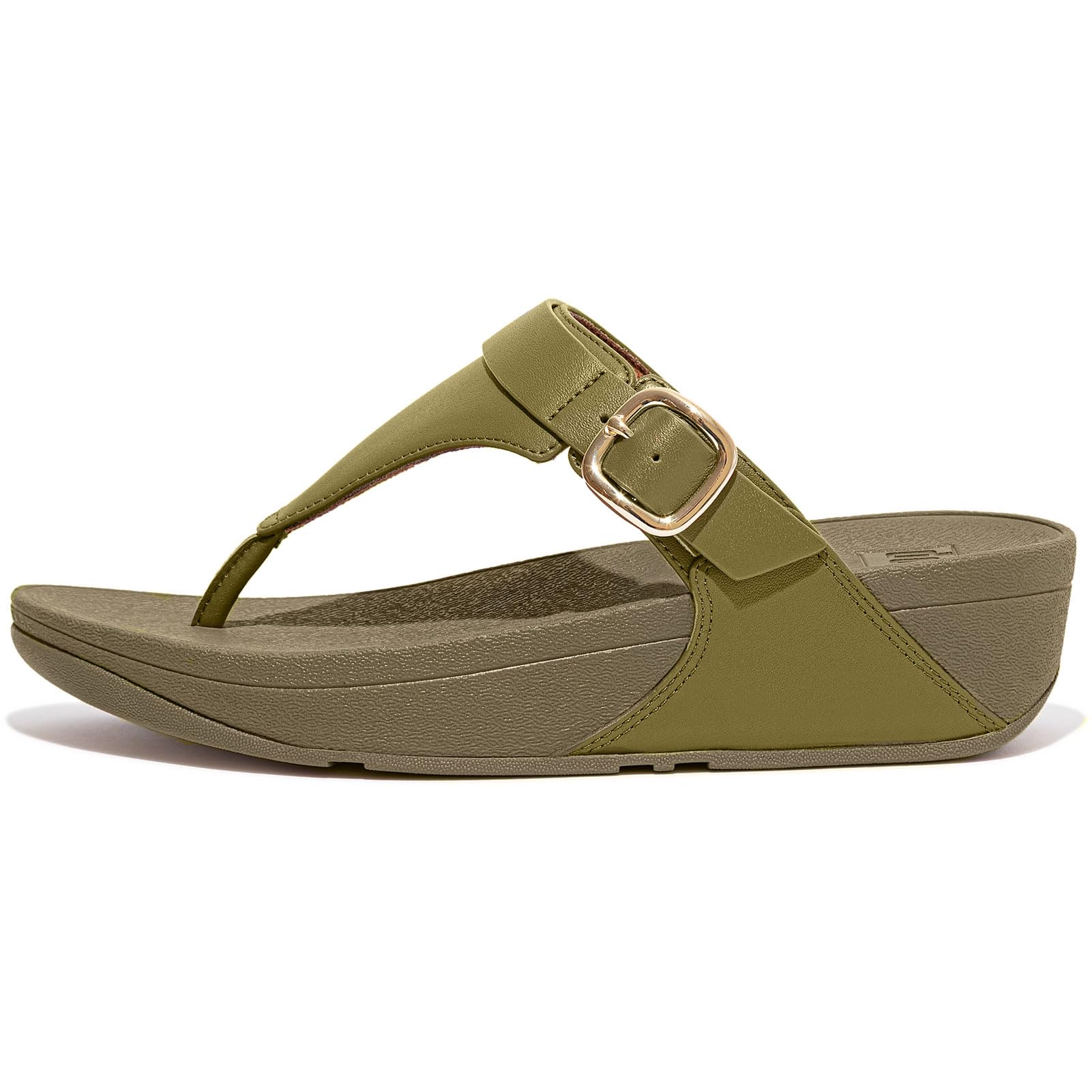 Sandalias Fitflop Lulu Para Mujer, Puntera De Piel, Cuña, Color Verde 10us - Venta Internacional.