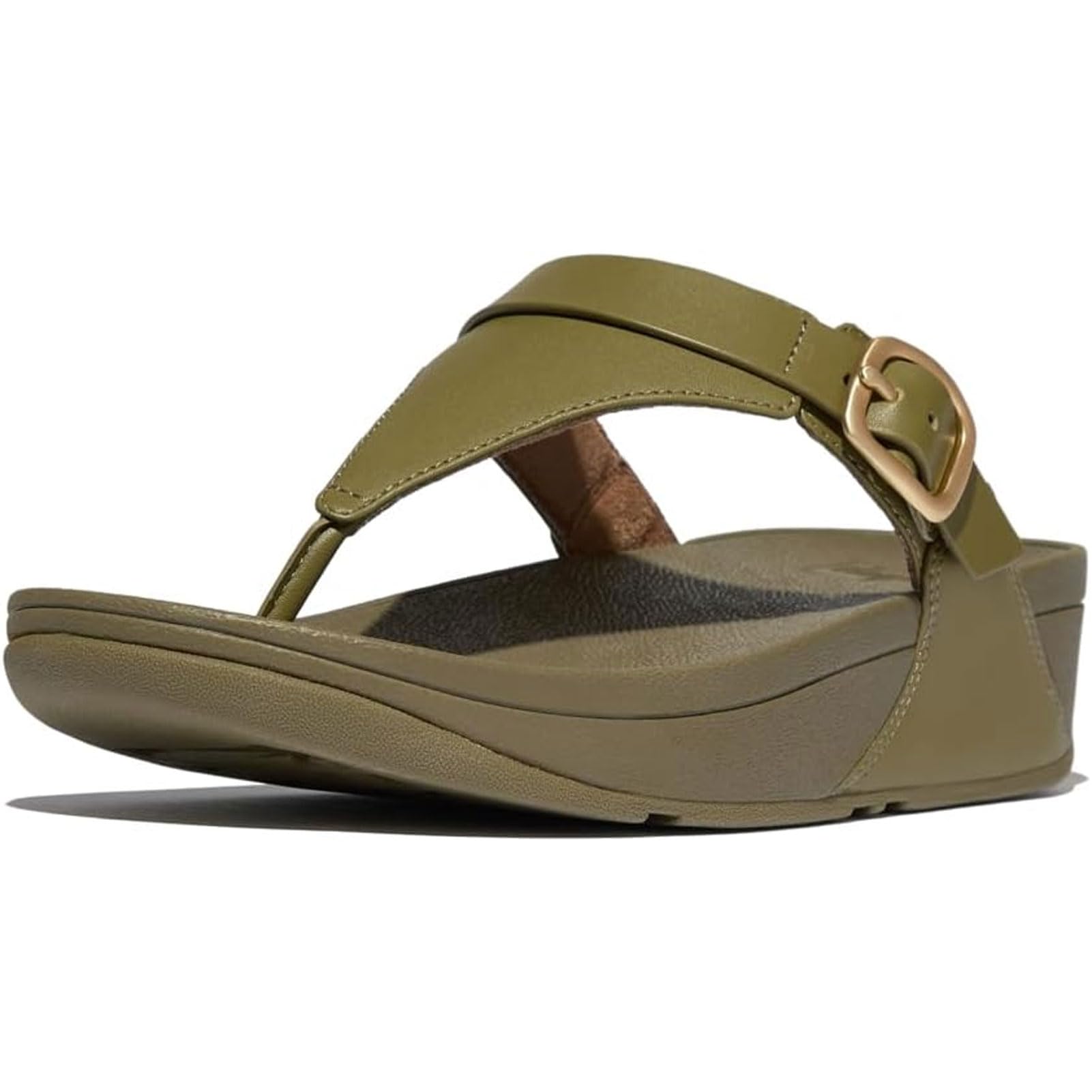 Foto 3 pulgar | Sandalias Fitflop Lulu Para Mujer, Puntera De Piel, Cuña, Color Verde 10us - Venta Internacional.
