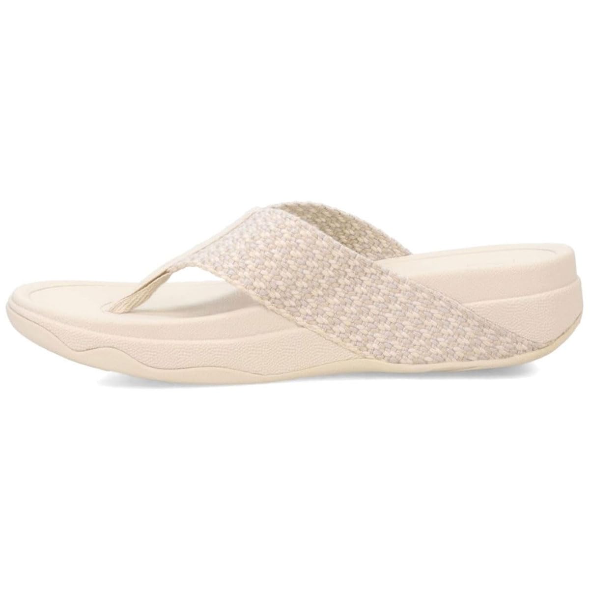 Sandalias Fitflop Surfa Con Correas Multitonos, Puntera, Cuña, Beige - Venta Internacional.