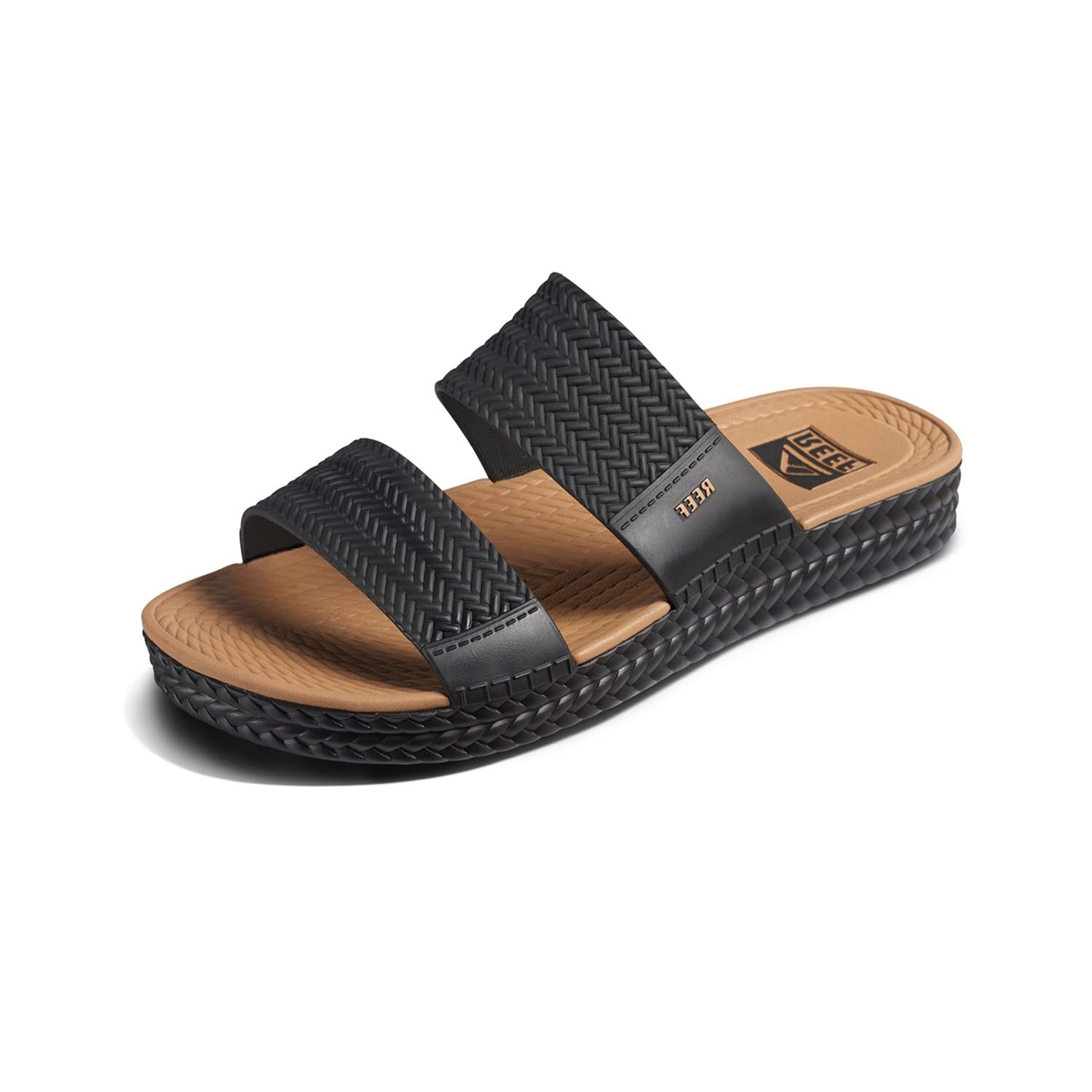 Sandalia Slide Reef Water Vista Para Mujer, Color Negro/marrón, Talla 5 - Venta Internacional.
