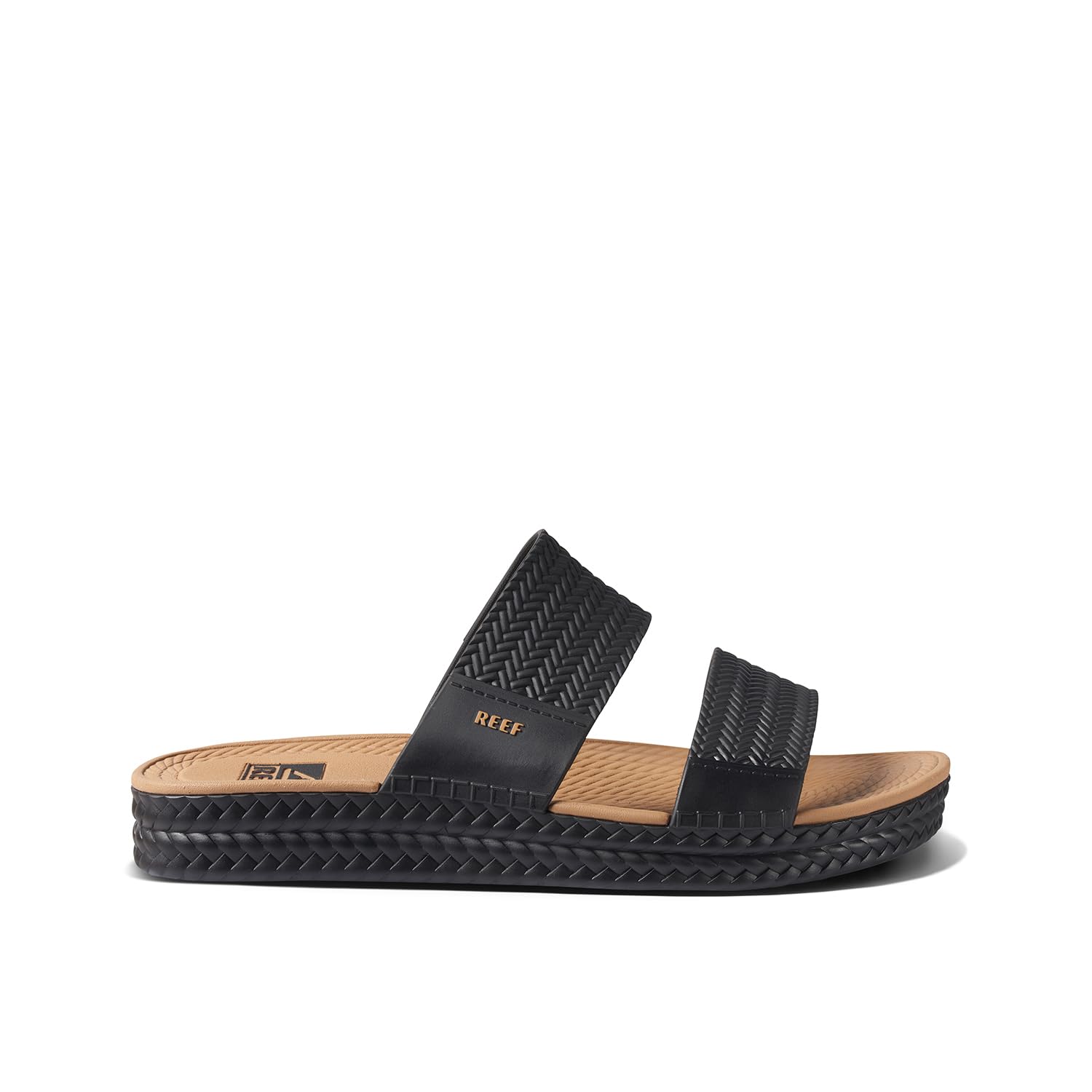 Foto 3 | Sandalia Slide Reef Water Vista Para Mujer, Color Negro/marrón, Talla 5 - Venta Internacional.