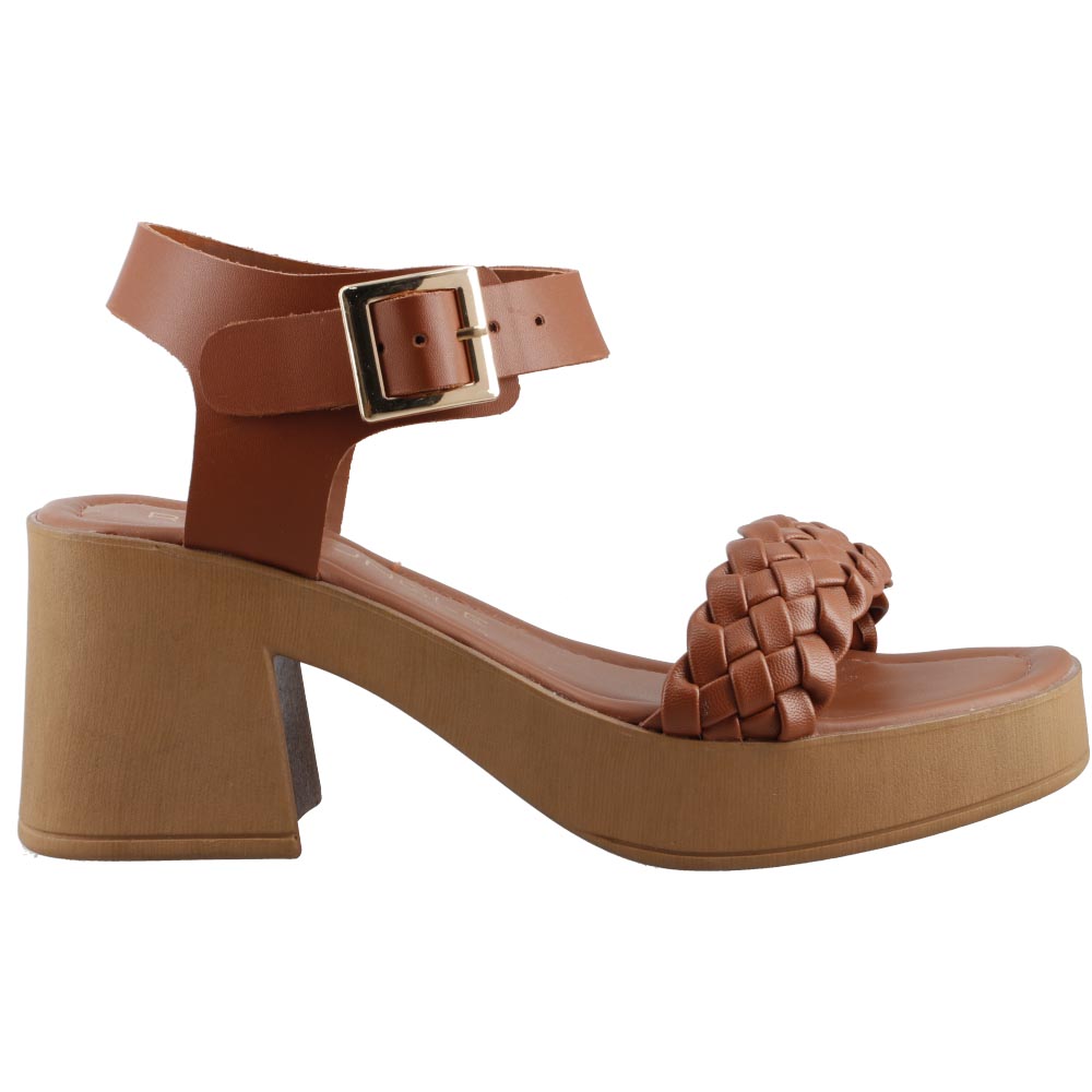 Sandalia Real Jungle 21102 Tan/cognac Dama Sandalia De Vestir Tacón Ancho Talla 23 A 26 E