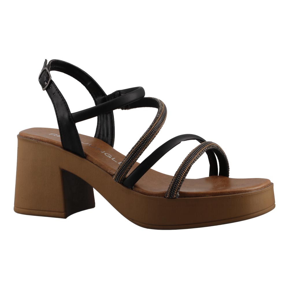 Foto 2 | Sandalia Real Jungle 21107 Negro Casual Para Dama Tacón Ancho Bajo Talla 23 A 26 E