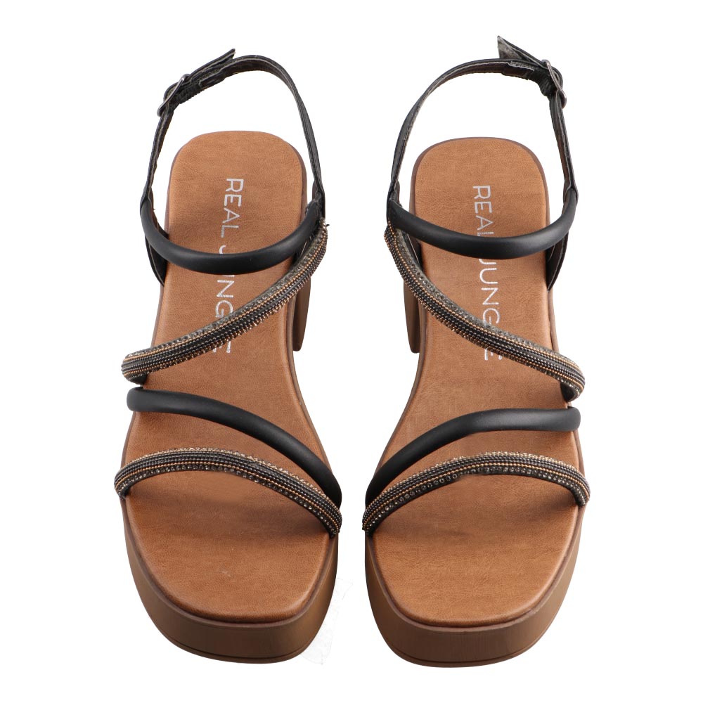 Foto 7 pulgar | Sandalia Real Jungle 21107 Negro Casual Para Dama Tacón Ancho Bajo Talla 23 A 26 E