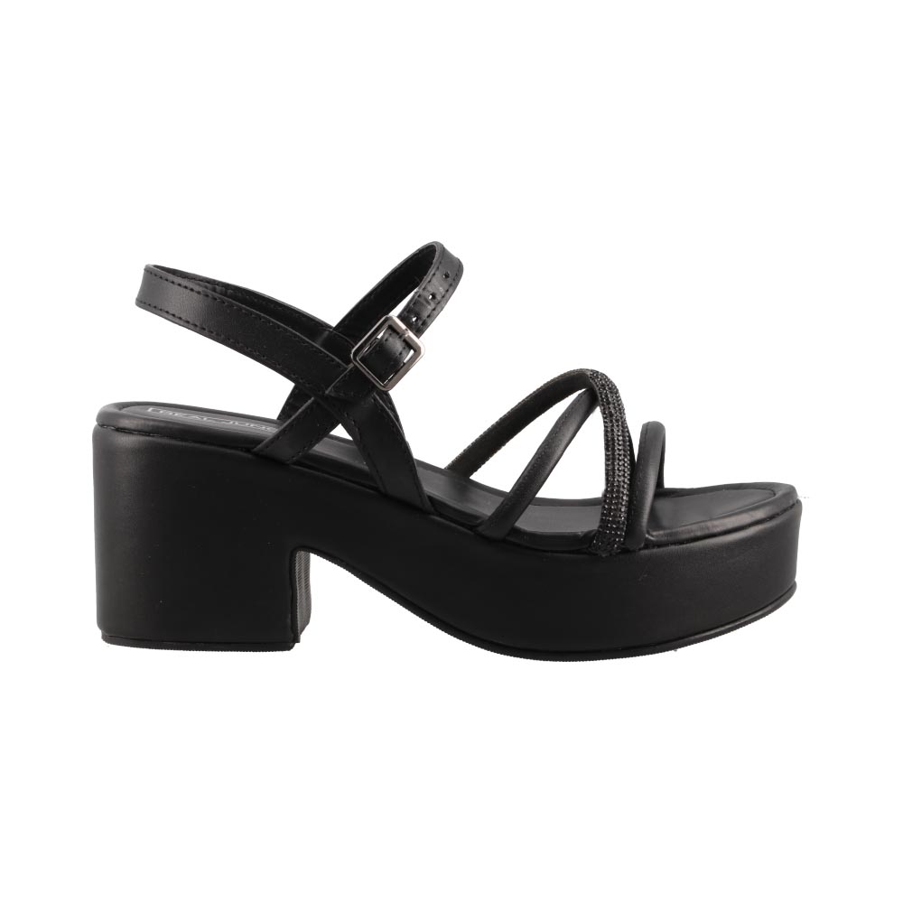 Sandalia Real Jungle 5306 Negro Dama Casual Tacon Ancho Bajo Talla 23 A 26 E