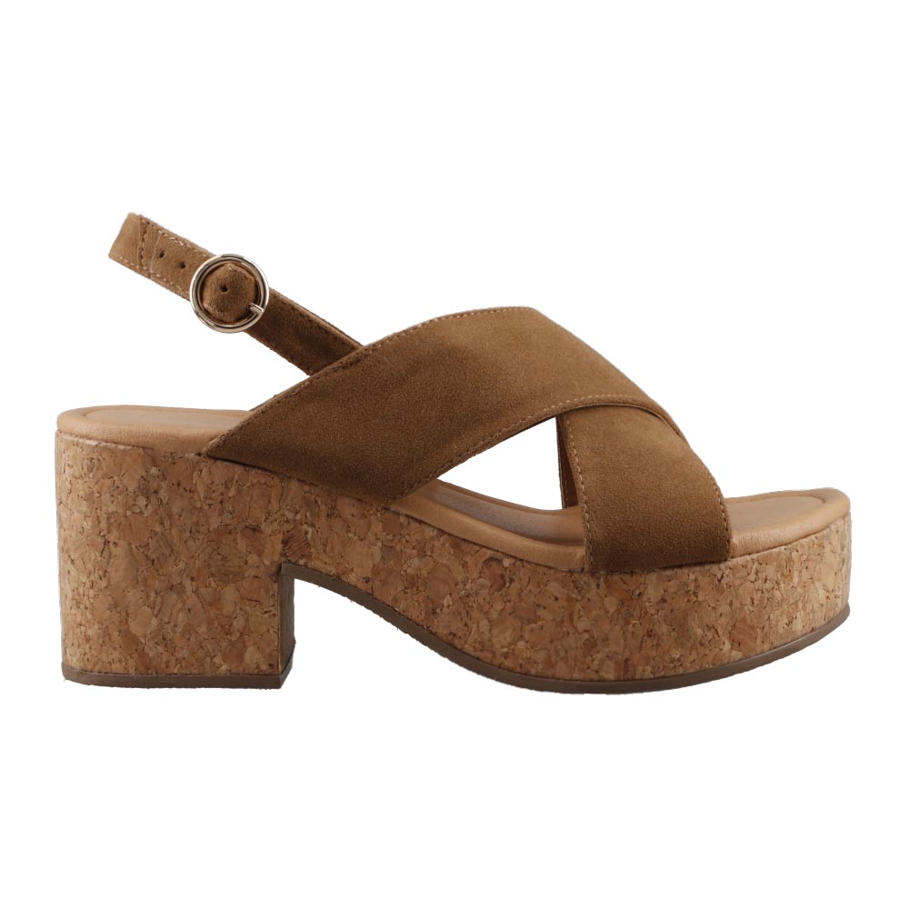 Sandalia Real Jungle 28200 Camel Sandalia De Vestir Dama Tacón Bajo Ancho Talla 23 A 26 E
