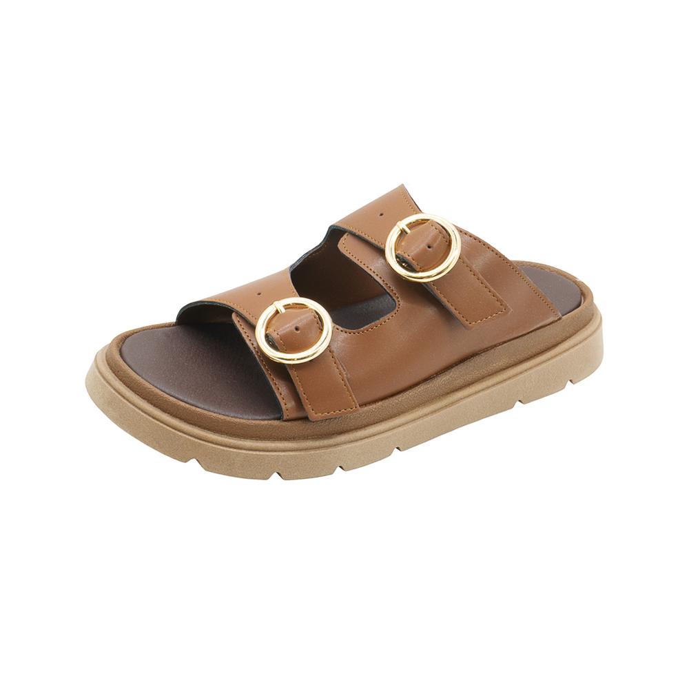 Foto 5 pulgar | Sandalia Para Mujer Doble Hebilla Casuales Color Café Cafe