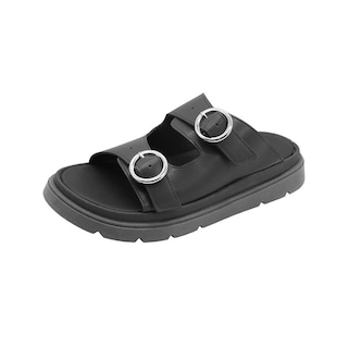 Foto 4 | Sandalia Para Mujer Doble Hebilla Color Negro Antiderrapante Negro
