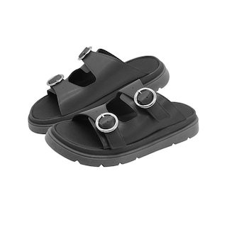 Foto 6 | Sandalia Para Mujer Doble Hebilla Color Negro Antiderrapante Negro