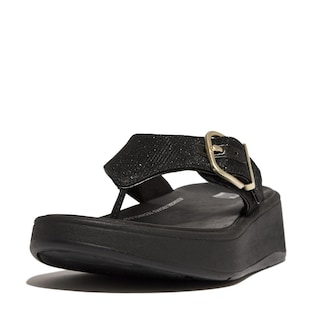 Foto 1 | Sandalias Fitflop F-mode Con Hebilla Shimmerlux, Planas, Negras, Para Mujer - Venta Internacional.