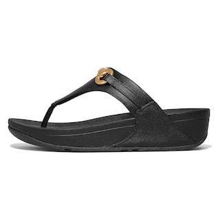 Foto 1 | Sandalias Fitflop Lulu Chunky-snaffle De Piel Con Cuña Negra Para Mujer - Venta Internacional.