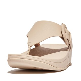 Foto 1 | Sandalia Fitflop Lulu De Piel Con Puntera Para Mujer, Color Beige - Venta Internacional.