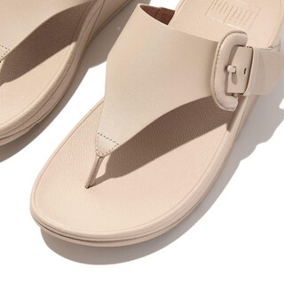 Foto 2 | Sandalia Fitflop Lulu De Piel Con Puntera Para Mujer, Color Beige - Venta Internacional.