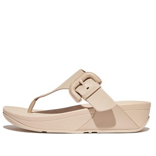 Foto 3 | Sandalia Fitflop Lulu De Piel Con Puntera Para Mujer, Color Beige - Venta Internacional.