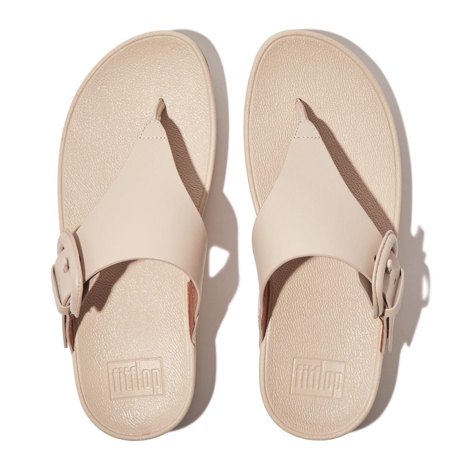 Foto 5 pulgar | Sandalia Fitflop Lulu De Piel Con Puntera Para Mujer, Color Beige - Venta Internacional.