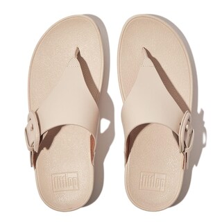 Foto 4 | Sandalia Fitflop Lulu De Piel Con Puntera Para Mujer, Color Beige - Venta Internacional.