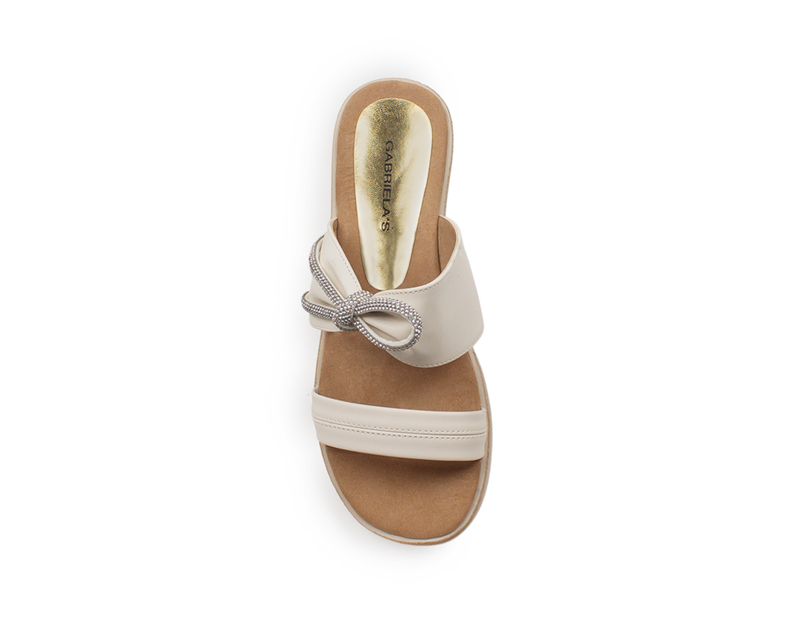 Foto 4 pulgar | Sandalia Color Beige Moño Piedras Material Sintético