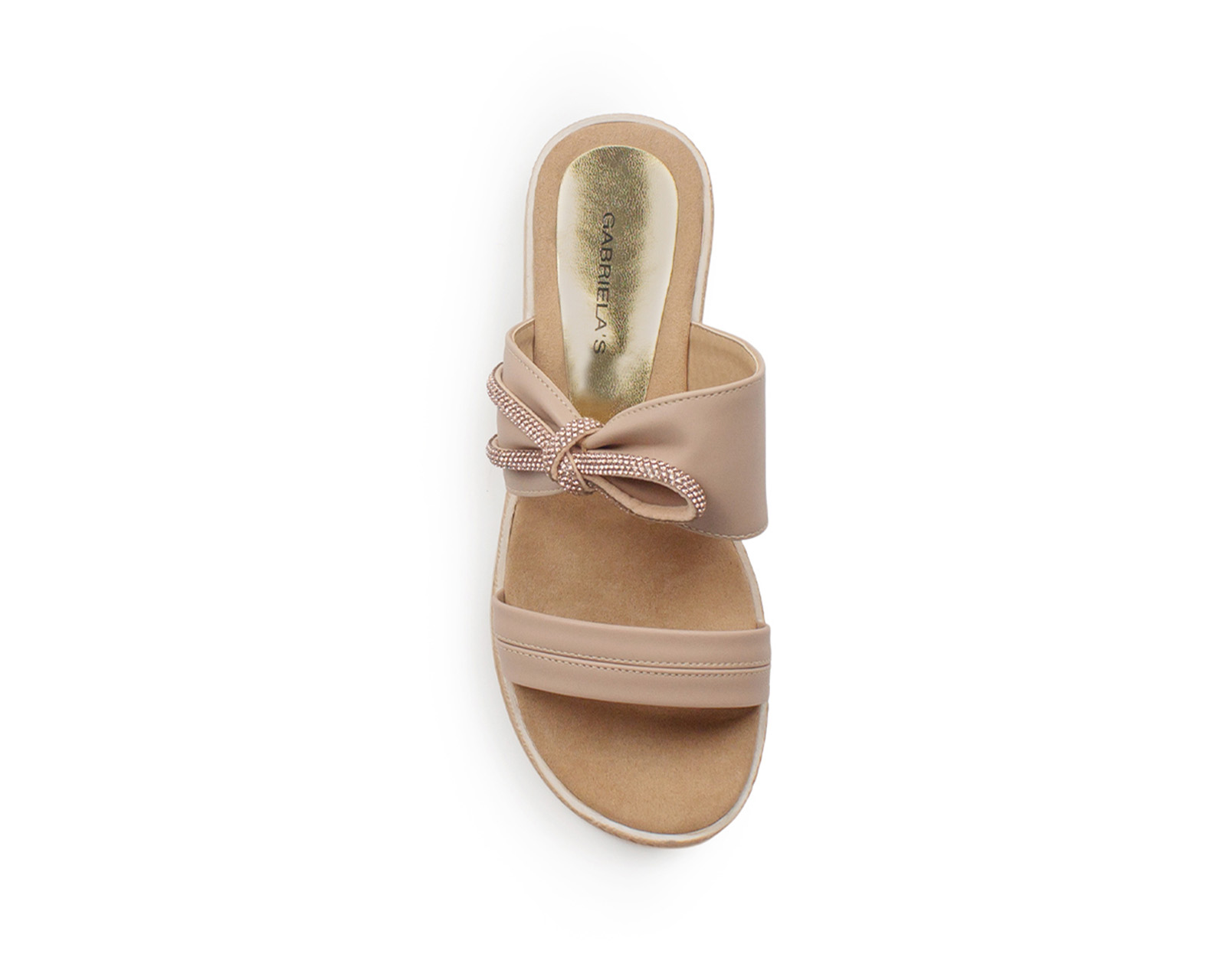 Foto 4 pulgar | Sandalia Color Nude Moño Pedrería Material Sintético