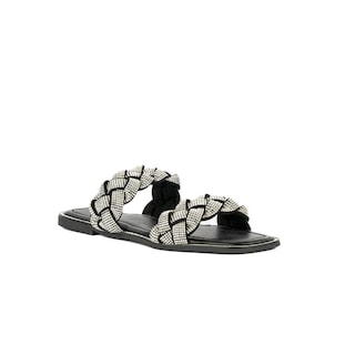Foto 1 | Sandalia Tiras Flat Brillo Suela Para Mujer Walki Samara Negro