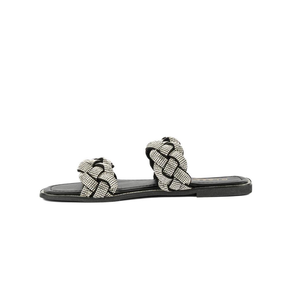 Foto 4 pulgar | Sandalia Tiras Flat Brillo Suela Para Mujer Walki Samara Negro