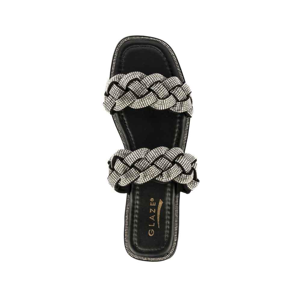Foto 5 pulgar | Sandalia Tiras Flat Brillo Suela Para Mujer Walki Samara Negro