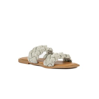 Foto 1 | Sandalia Tiras Flat Brillo Suela Para Mujer Walki Samara Plateado